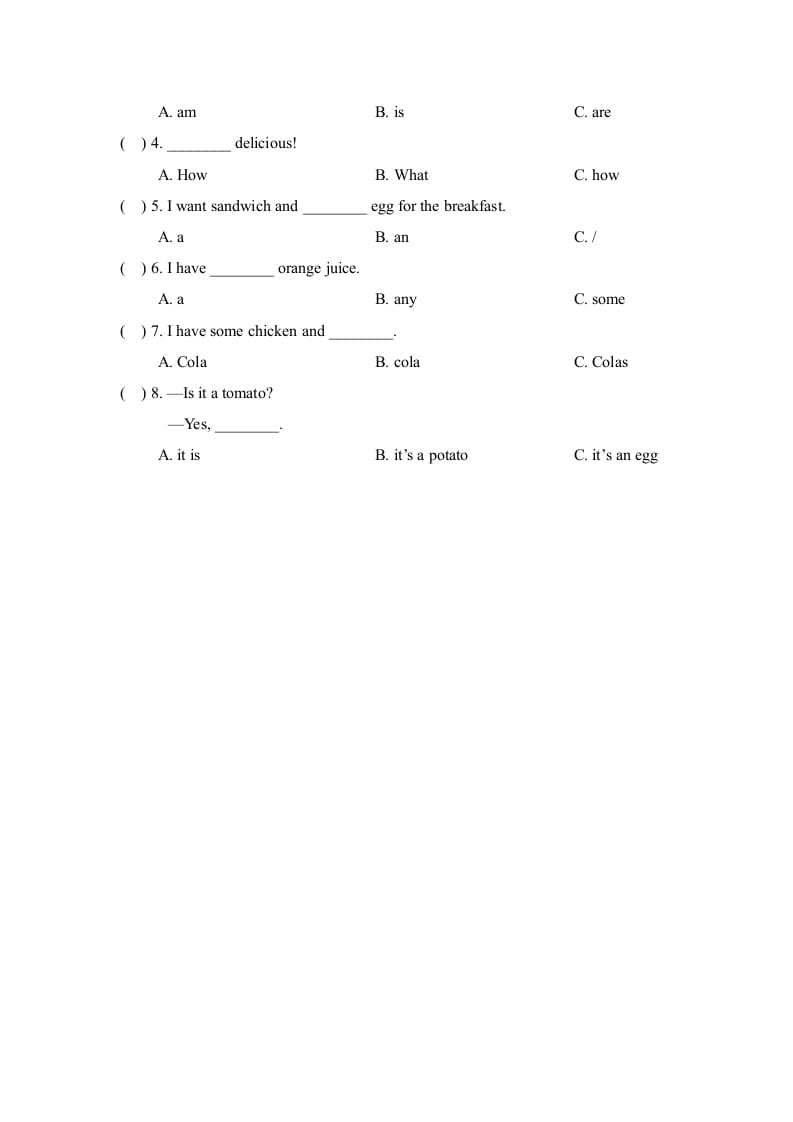图片[2]-三年级英语上册Unit3_Lesson3课时训练（人教版一起点）-我要学科网
