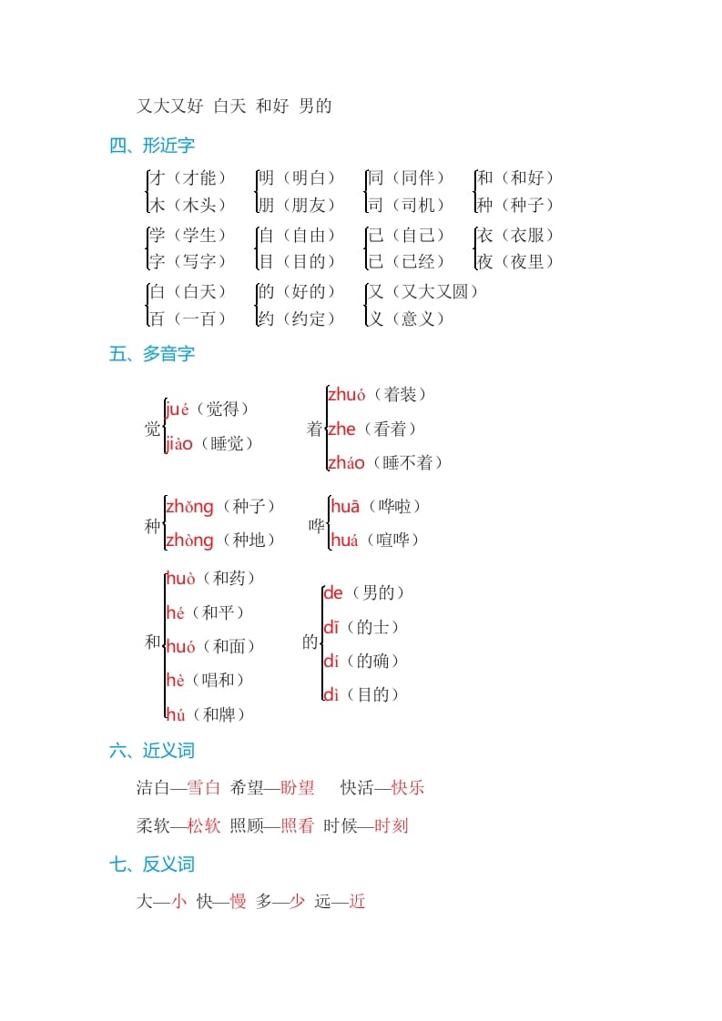 图片[2]-一年级语文上册第7单元基础知识必记（部编版）-我要学科网