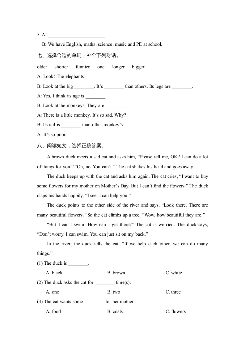 图片[3]-六年级英语上册Unit2_单元测试卷（人教版一起点）-我要学科网