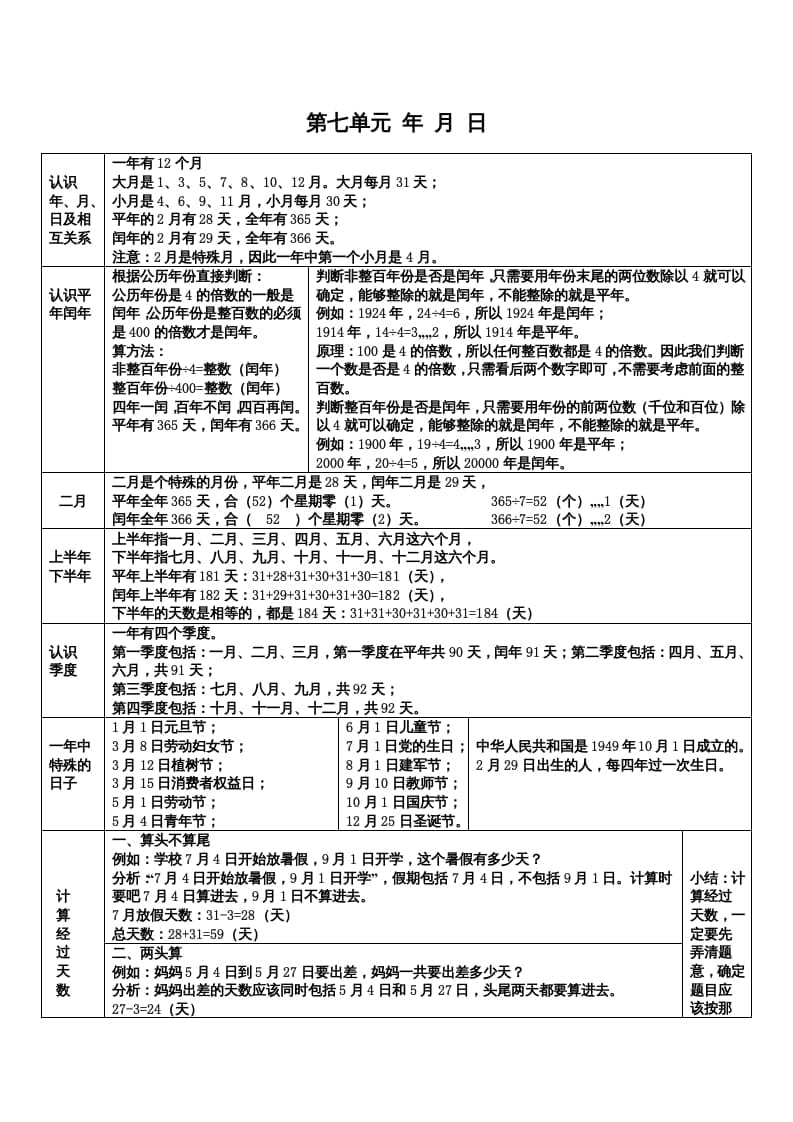 三年级数学上册第七单元年月日（北师大版）-我要学科网