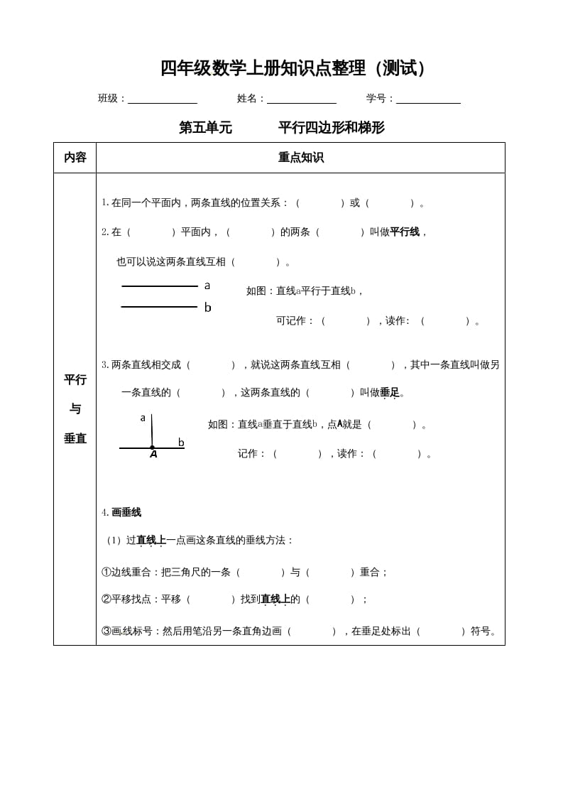 四年级数学上册【必考知识点】知识点整理（第5～6单元）（人教版）-我要学科网