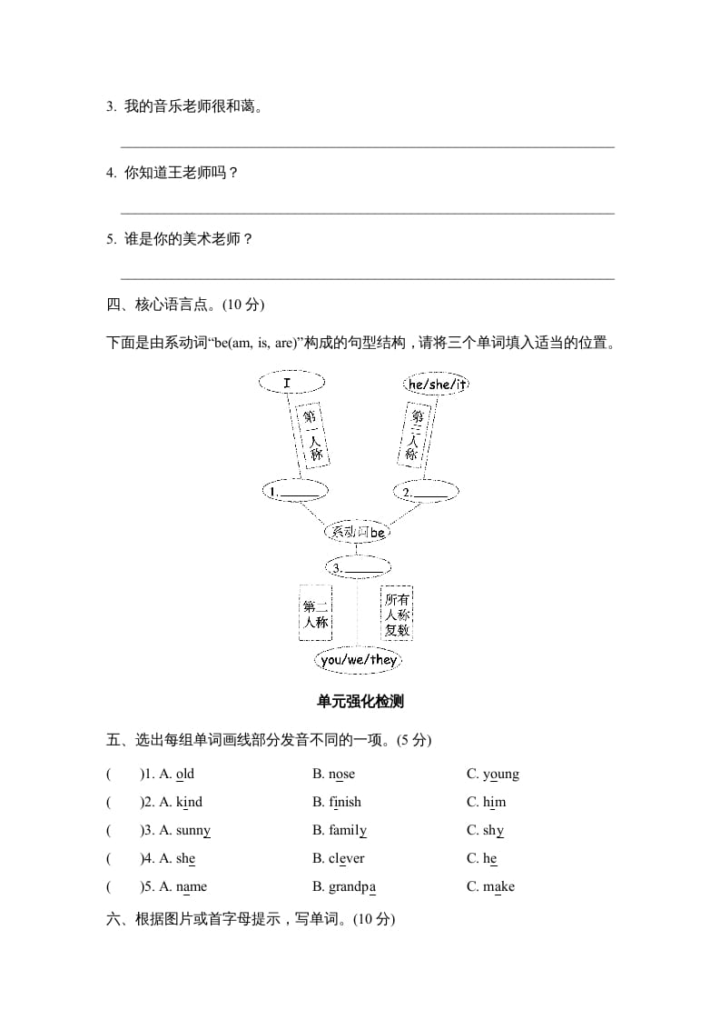 图片[2]-五年级英语上册Unit1单元知识梳理卷（人教版PEP）-我要学科网