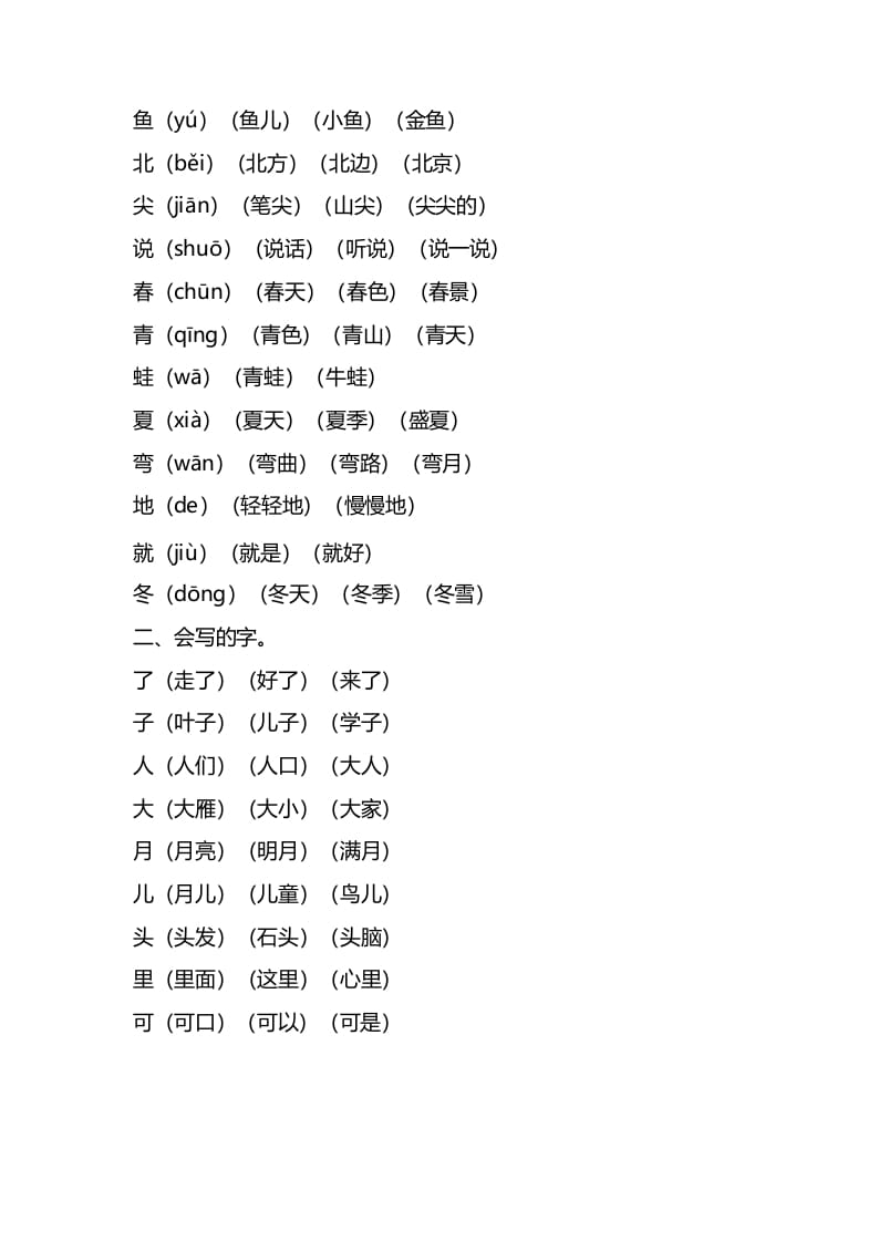 图片[2]-一年级语文上册第四单元知识要点归纳（部编版）-我要学科网