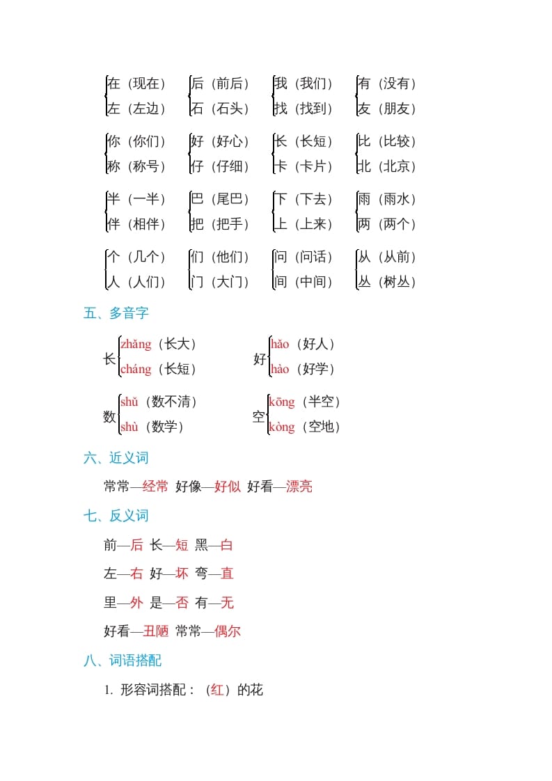 图片[2]-一年级语文上册第6单元基础知识必记（部编版）-我要学科网