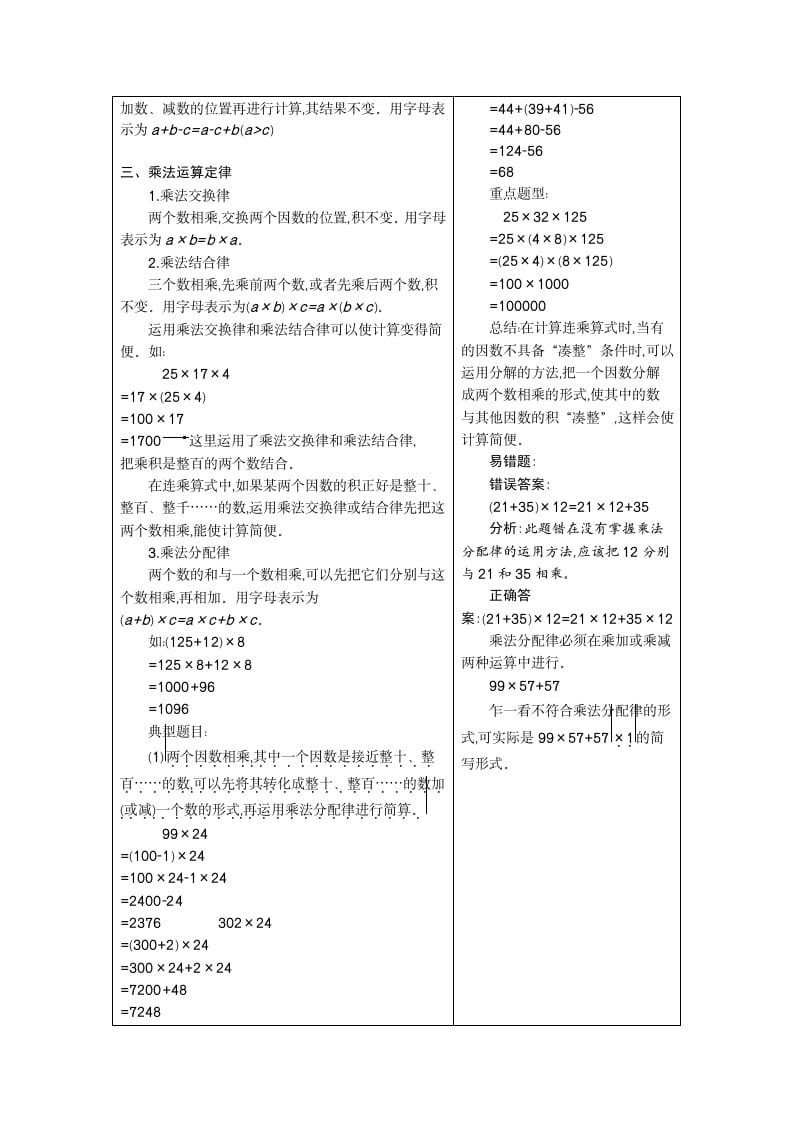 图片[2]-四年级数学下册3.运算定律-我要学科网