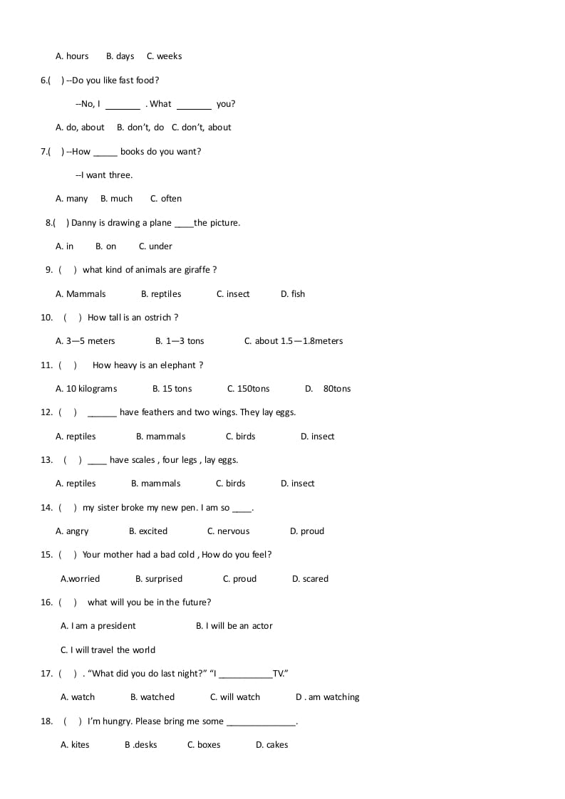 图片[2]-六年级英语上册期末试卷3（人教版一起点）-我要学科网