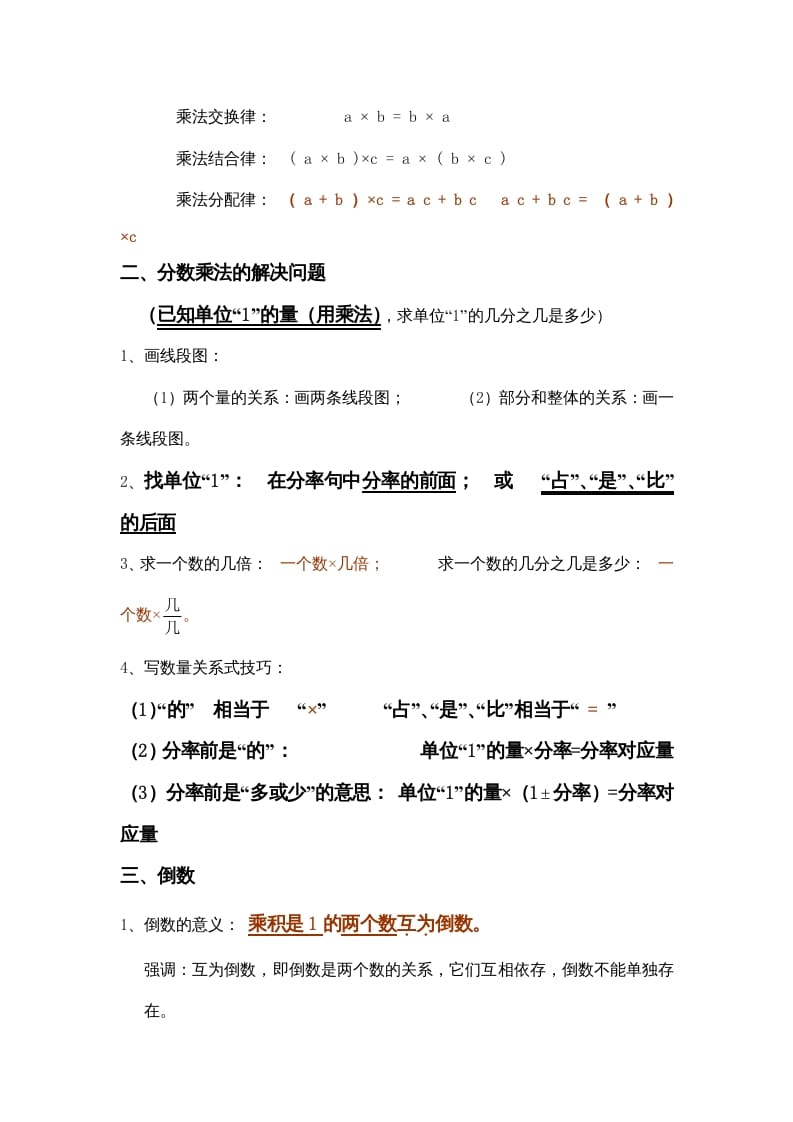 图片[2]-六年级数学上册第1单元归纳总结（人教版）-我要学科网