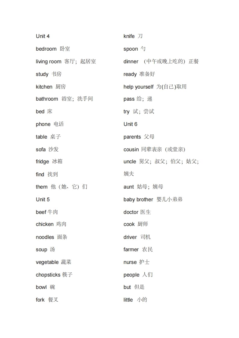 图片[2]-四年级英语上册单词表（人教PEP）-我要学科网