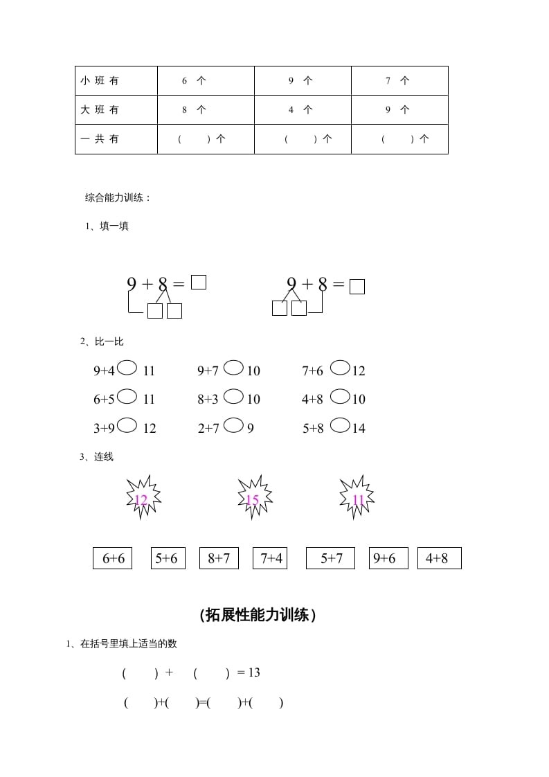 图片[2]-一年级数学上册第9单元检测卷（人教版）-我要学科网