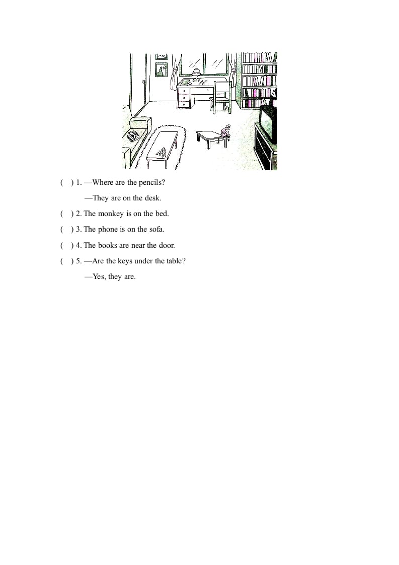 图片[3]-四年级英语上册Unit4_B_阶段训练（人教版一起点）-我要学科网
