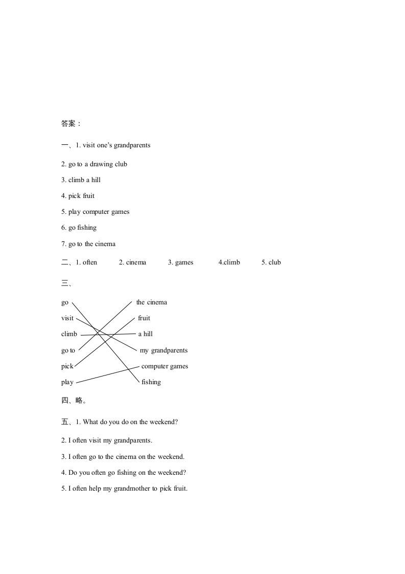 图片[3]-四年级英语上册Unit2OntheWeekendLesson1同步练习3（人教版一起点）-我要学科网
