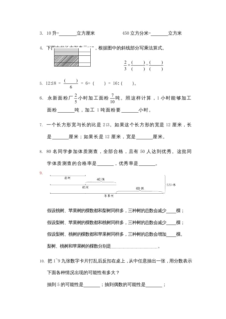 图片[2]-六年级数学上册期末复习检测试题(1)（苏教版）-我要学科网