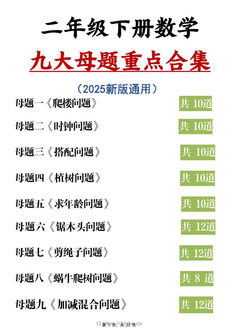 二下数学九大母题重点合集（含答案22页）-我要学科网