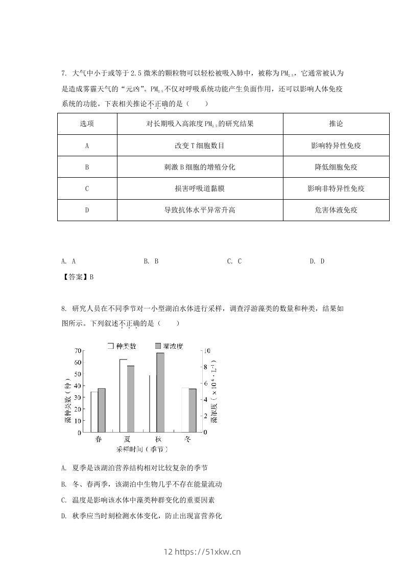 图片[3]-2019-2020年北京市通州区高二生物下学期期末试题及答案(Word版)-我要学科网