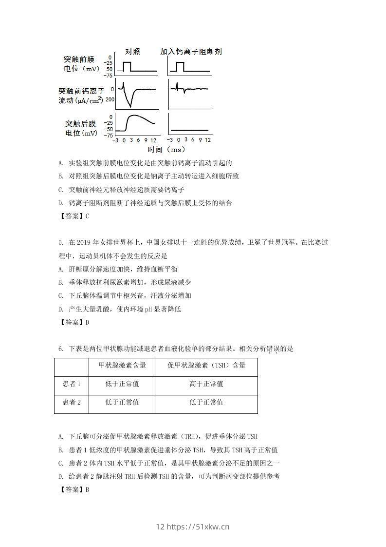 图片[2]-2019-2020年北京市西城区高二生物上学期期末试题及答案(Word版)-我要学科网