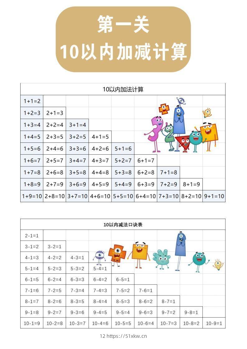 【数学】第一关：10以内加减计算-我要学科网