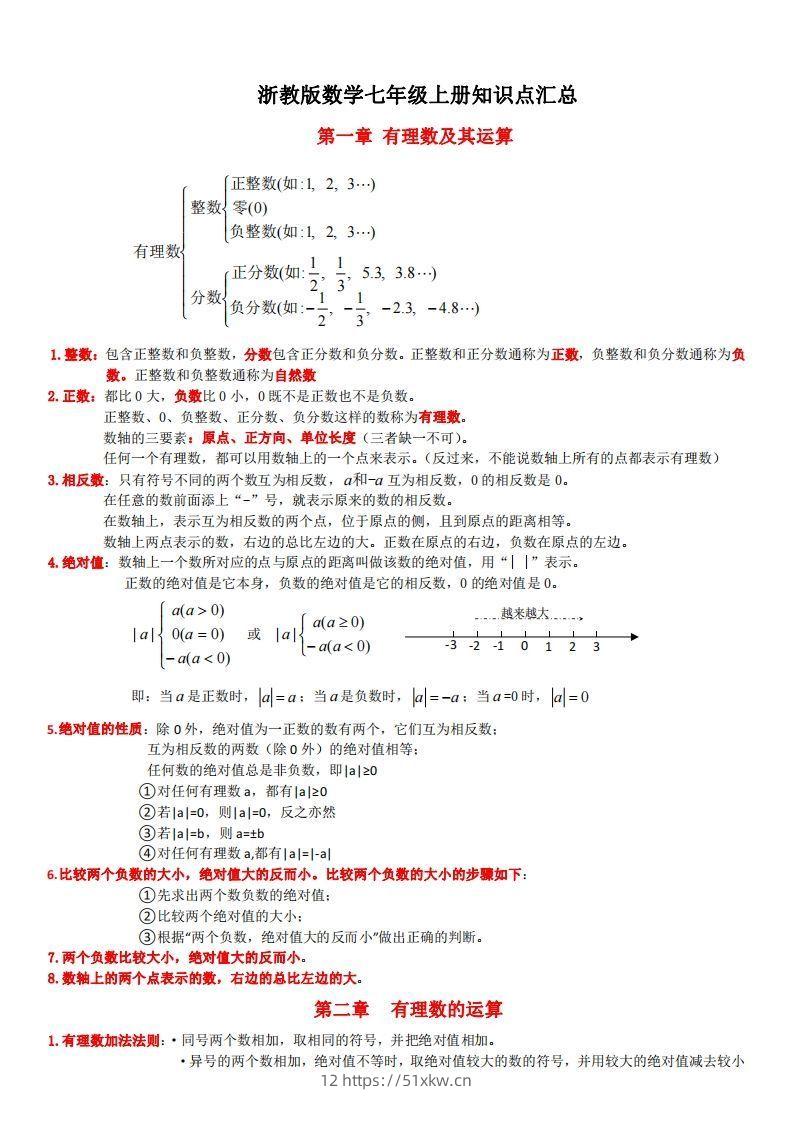 浙教版数学七年级上知识点总结(1)-我要学科网