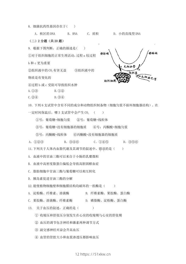图片[2]-2010年上海高三部分重点中学二次联考生物真题及答案(Word版)-我要学科网